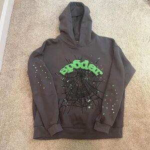 Spyder Charcoal Hoodie with Neon Green Logo
